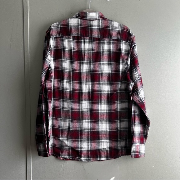 Wrangler Men’s Plaid Flannel Shirt Button Down Red White Western - Size Medium - Picture 7 of 8